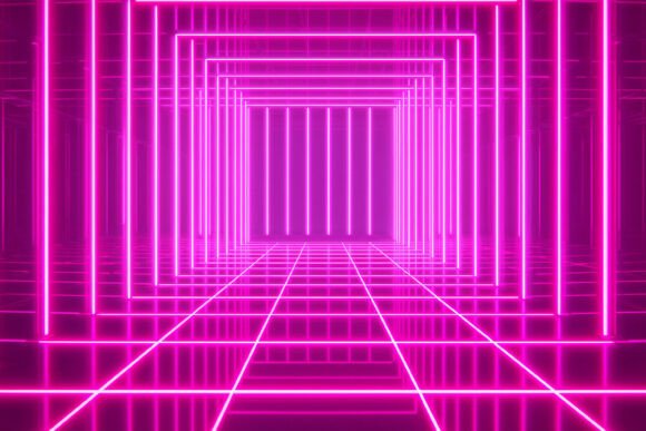 Download Pink Neon Retro Perspective Tunnel Backg - Neon Collection