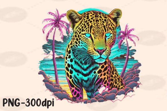 Download Summer Vibes Leopard Neon Beach PNG - Neon Collection