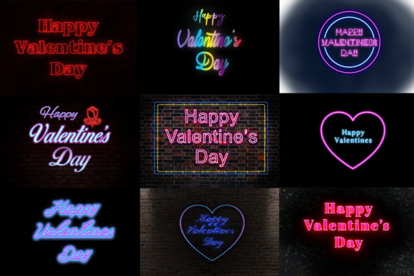 Download Valentines Day Text Neon Glow Effect - Neon Collection