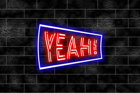 Download Neon Sign on a Brick Wall - Yeah - Neon Collection