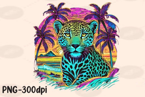 Download Summer Vibes Leopard Neon Beach PNG - Neon Collection