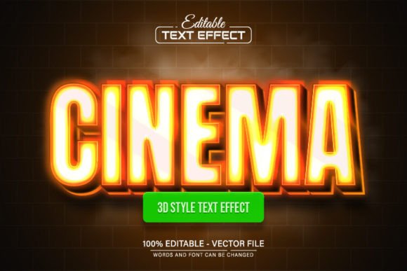 Download Cinema Yellow Neon 3d Text Effect - Neon Collection