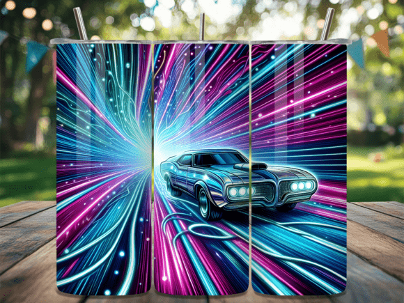 Download Muscle Car Vroom Neon Tunnel Tumbler Wra - Neon Collection