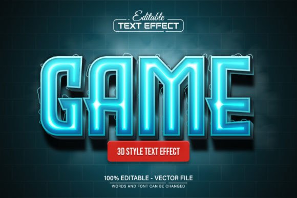 Download Game Blue Glowing Neon 3d Text Effect - Neon Collection