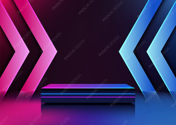 Download 3d Technology Dark Podium Neon Arrows - Neon Collection