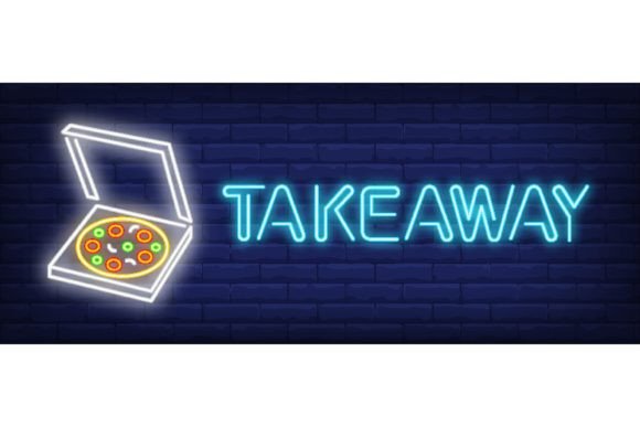 Download Takeaway Neon Sing. Glowing Inscription - Neon Collection
