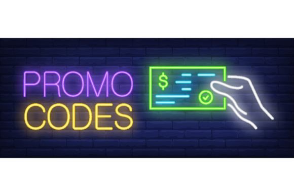 Download Promo Codes Neon Sign. Glowing Inscripti - Neon Collection