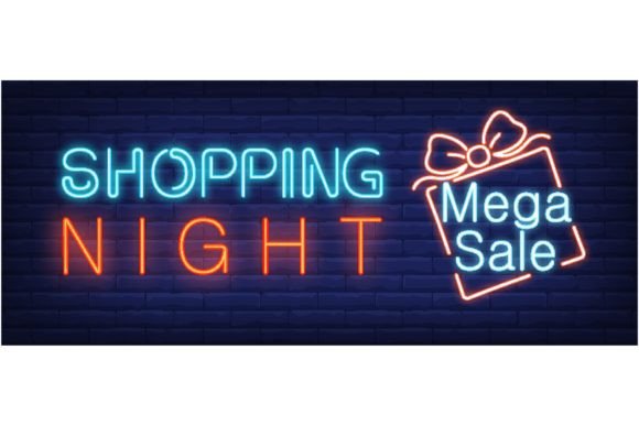 Download Shopping Night, Mega Sale Neon Text with - Neon Collection