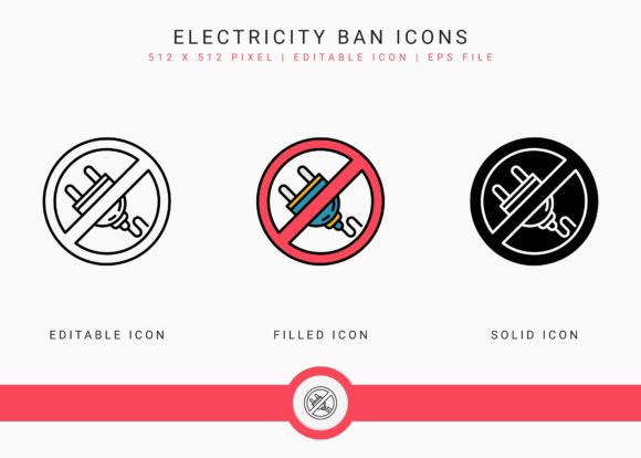 Download Electricity Ban Icons Set - Premium Resources