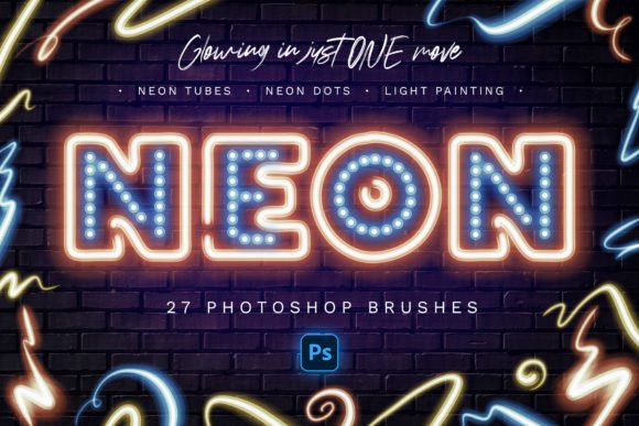Download Glowing Neon Photoshop Brushes - Neon Collection