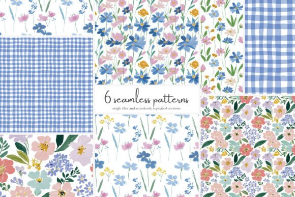 Download Spring Meadow Floral Seamless Patterns - Patterns Collection