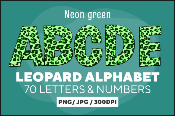 Download Neon Green Leopard Letters - Neon Collection