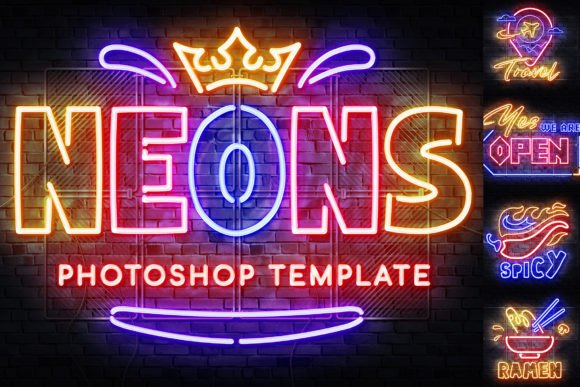 Download Neon Outline Photoshop Template - Neon Collection