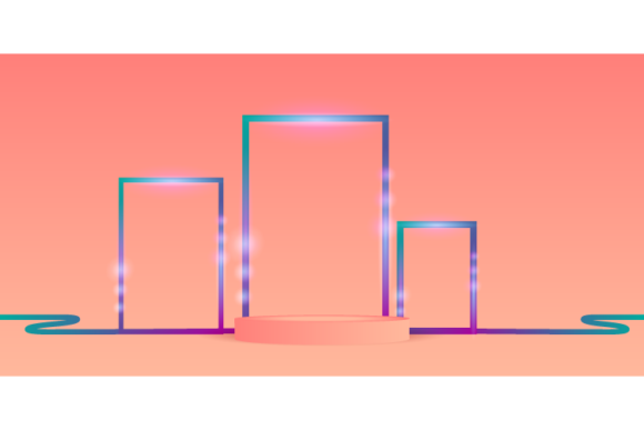 Download Pastel Podium Stage with Neon Light Deco - Premium Resources