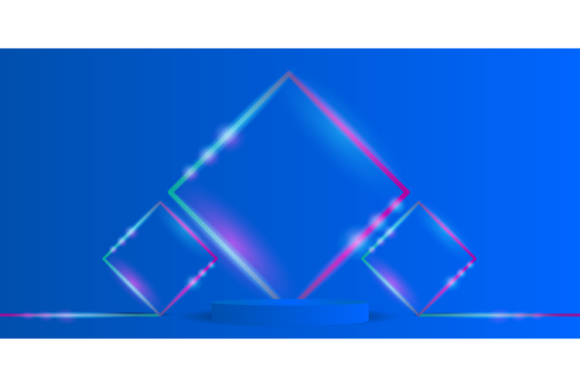 Download Blue Cylinder Podium Stage &amp; Neon Light - Neon Collection