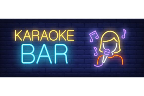 Download Karaoke Bar Neon Text and Singer with Mi - Neon Collection
