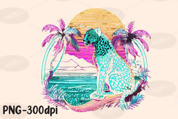 Download Summer Vibes Leopard Neon Beach PNG - Neon Collection