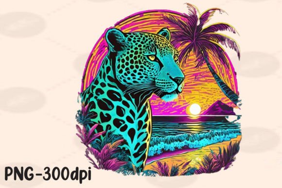 Download Summer Vibes Leopard Neon Beach PNG - Neon Collection