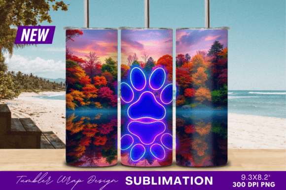 Download Neon Paw Print Reflection Tumbler - Neon Collection