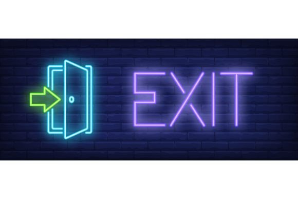 Download Exit Neon Sign. Glowing Inscription with - Neon Collection
