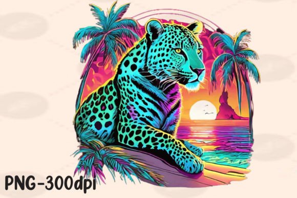 Download Summer Vibes Leopard Neon Beach PNG - Neon Collection