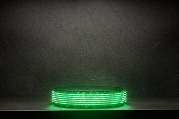 Download Sci Fi Podium Neon Green Light Circle - Neon Collection
