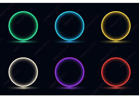 Download Set of Glowing Neon Circles Particles - Neon Collection
