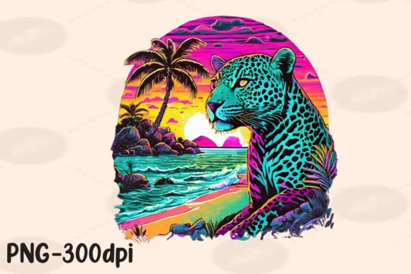 Download Summer Vibes Leopard Neon Beach PNG - Neon Collection