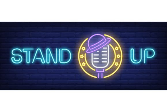 Download Stand Up Neon Text with Microphone and H - Neon Collection