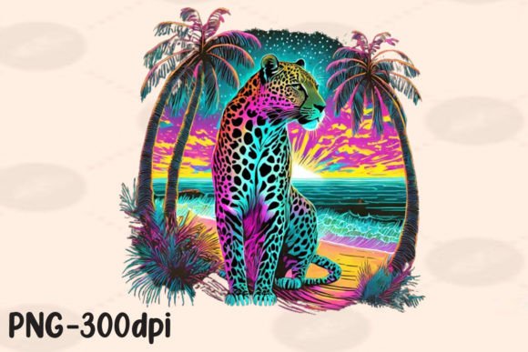 Download Summer Vibes Leopard Neon Beach PNG - Neon Collection