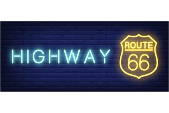 Download Highway, Route Sixty Six Neon Text on Sh - Neon Collection