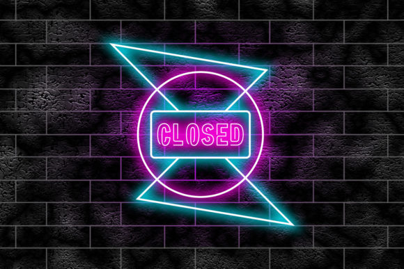 Download Neon Sign on a Brick Wall - Closed - Neon Collection