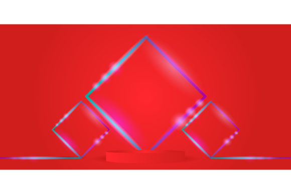 Download Red Cylinder Podium Stage &amp; Neon Light - Neon Collection