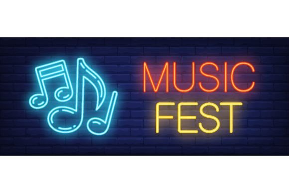 Download Music Fest Neon Sign. Glowing Inscriptio - Neon Collection