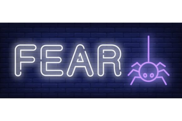 Download Fear Neon Sign. Spider on Brick Wall Bac - Neon Collection