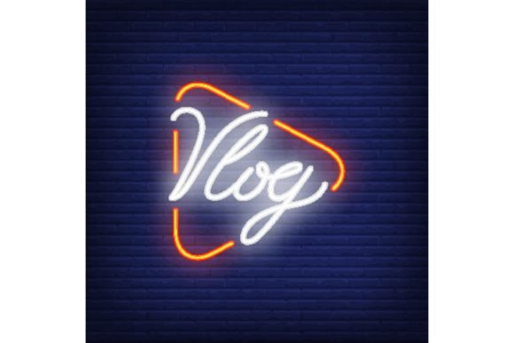 Download Vlog Neon Sign on Brick Wall. Bright Lig - Neon Collection