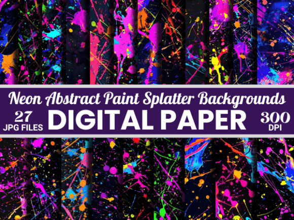 Download Neon Abstract Paint Splatter Backgrounds - Neon Collection
