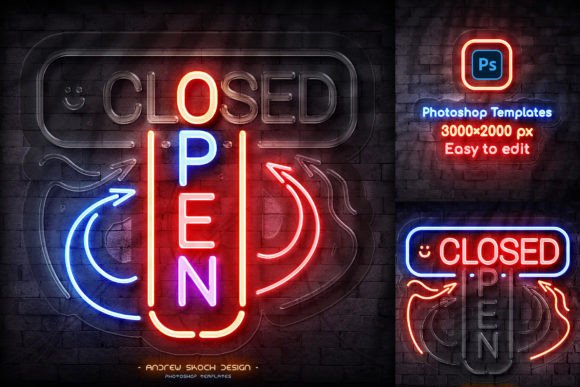 Download Neon on off Light – Photoshop Template - Neon Collection