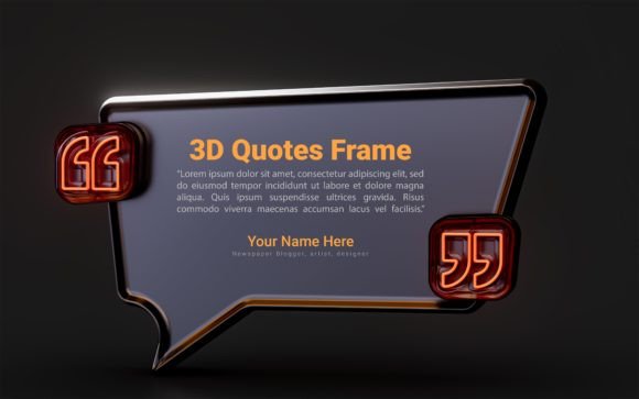 Download 3d Quote Text Box with Neon Light - Neon Collection