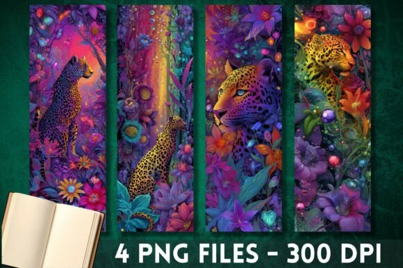 Download Neon Jungle Floral Leopard Bookmark PNG - Neon Collection