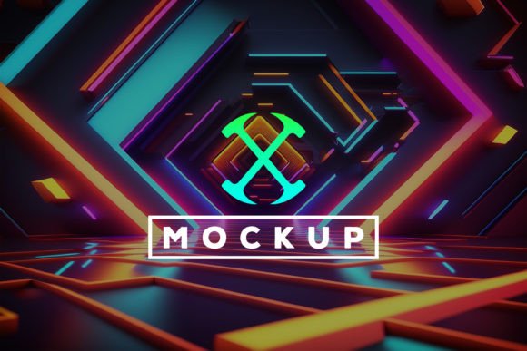 Download Logo Mockup with Neon Tunnel Background - Neon Collection