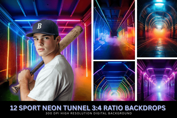 Download 12 Sport Neon Tunnel Backdrop Background - Neon Collection