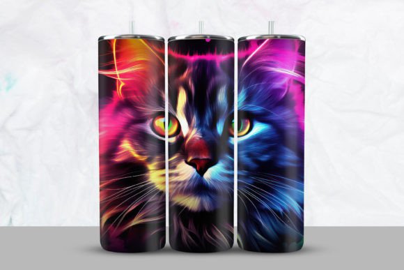 Download Neon 3D Cat Tumbler Wrap - Neon Collection