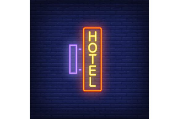 Download Hotel Neon Signboard on Brick Wall. Lumi - Neon Collection