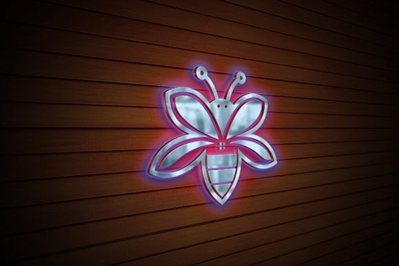 Download Wood Texture Neon Logo Effect Mockup - Neon Collection