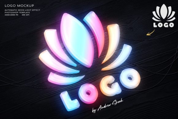 Download 3D Neon Logo Mockup - Neon Collection