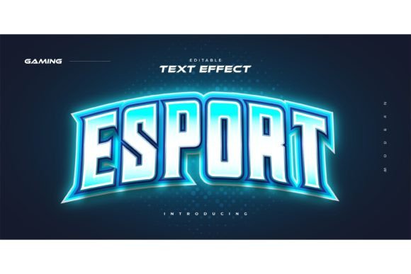 Download Blue E-sport Text Style with Neon Effect - Neon Collection