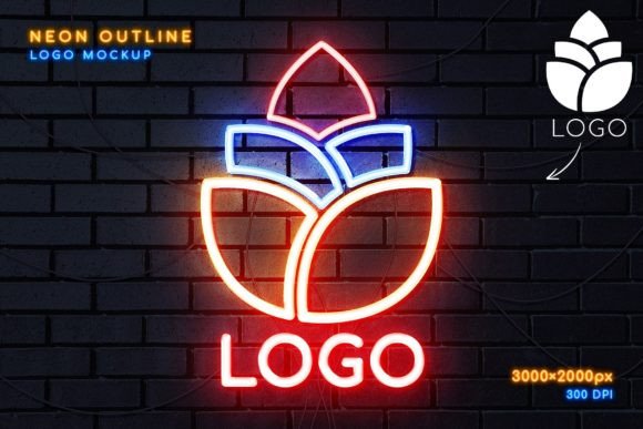 Download Neon Outline Logo Mockup - Neon Collection