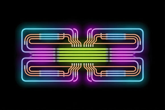 Download Abstract Neon Tube Circuit Background - Neon Collection