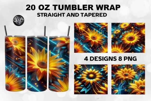 Download Neon 3D Sunflowers Tumbler Wrap Bundle - Neon Collection